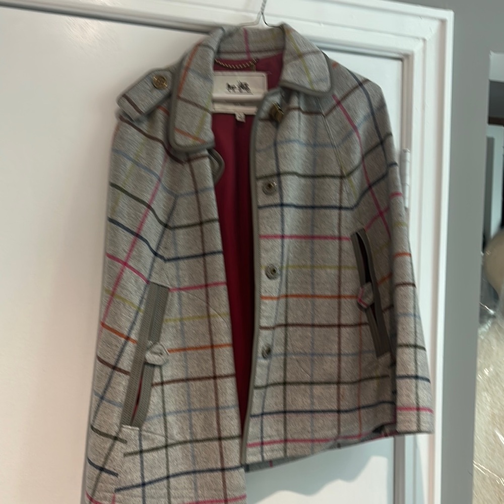 Plaid Wool Blend Coat